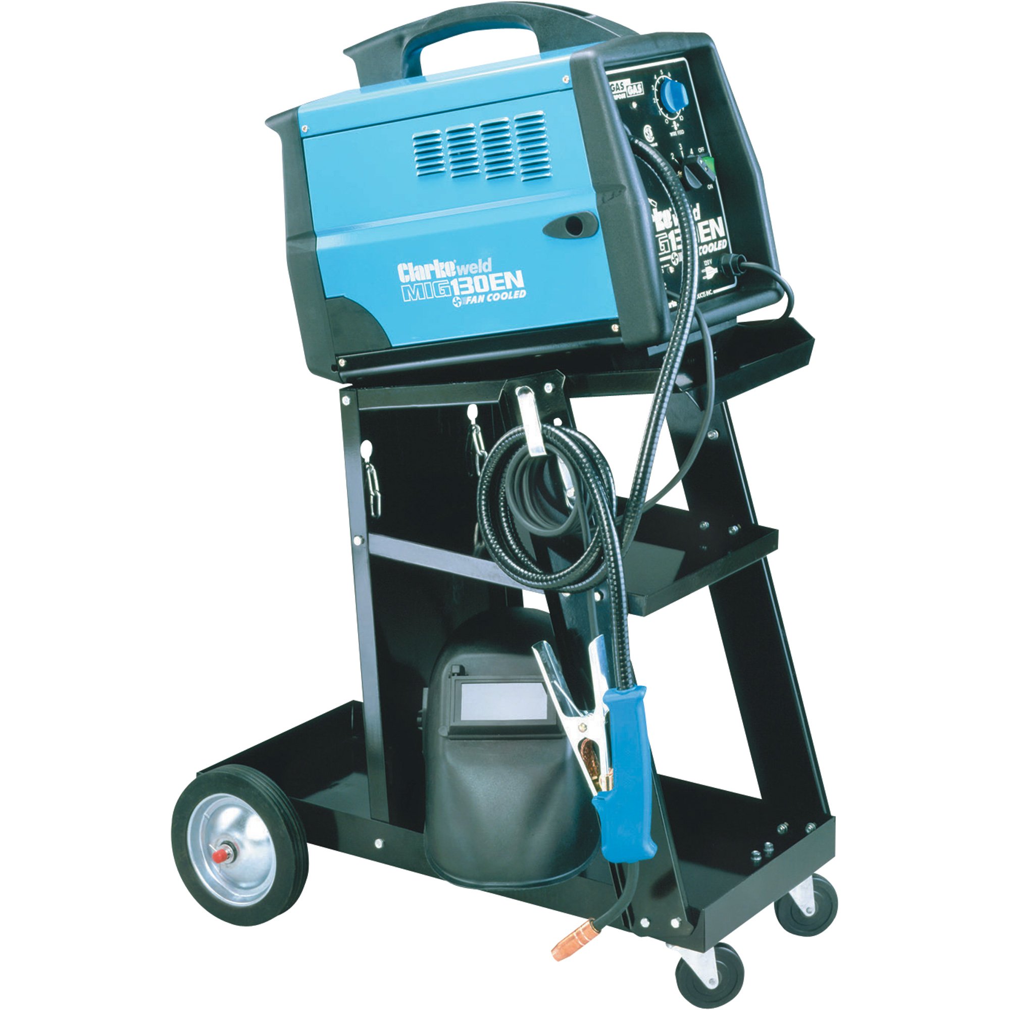 Clarke 130EN Wirefeed Welder Includes Conversion Kit, Cart, Helmet and ...